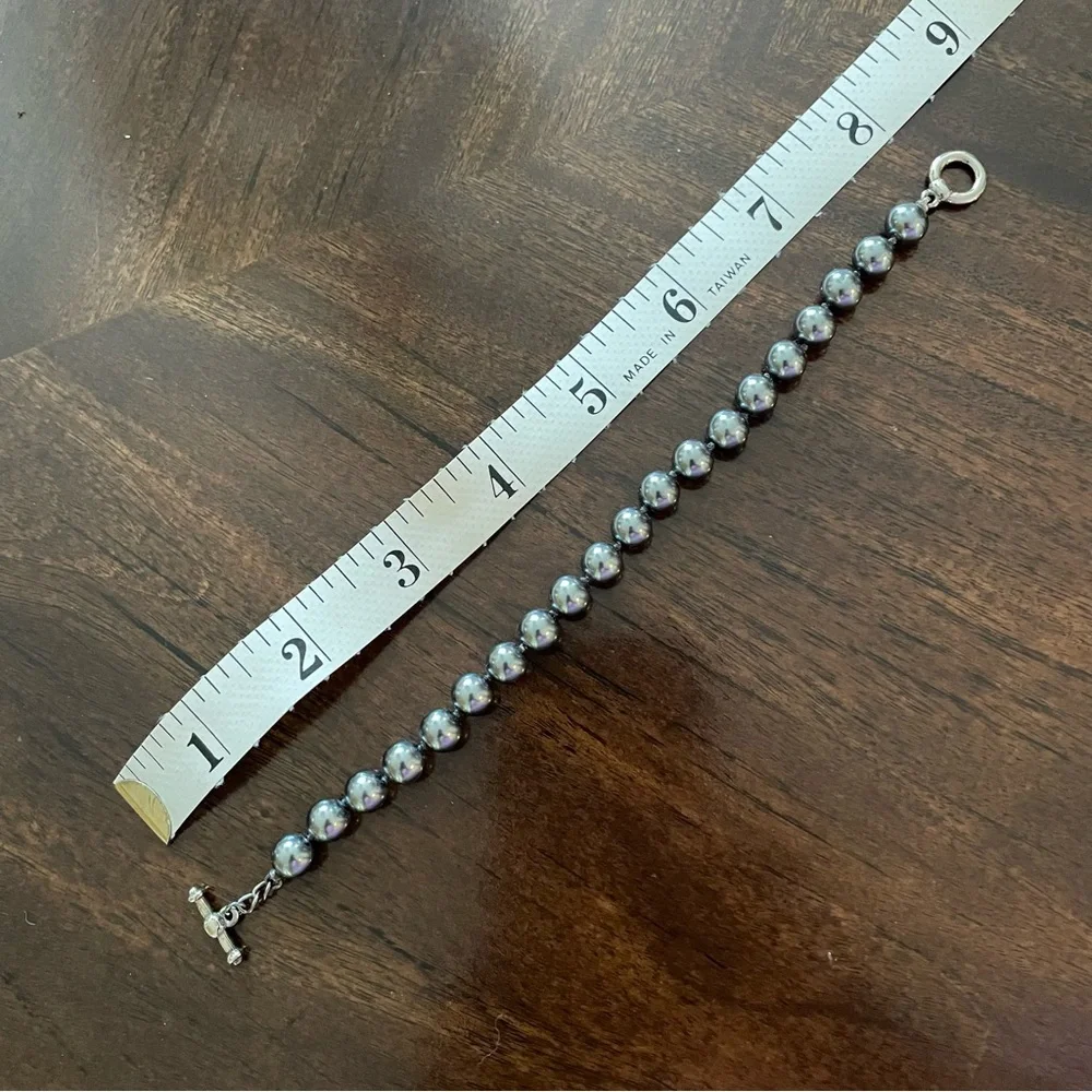 NECKLACE-BRACELET-EARRINGS GRAY FAUX PEARLS 3PC SET - Picture 3 of 8
